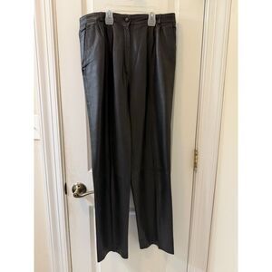 Vintage “Anna” Vera Pelle Genuine Leather Pants Black Size 50 Made in Italy